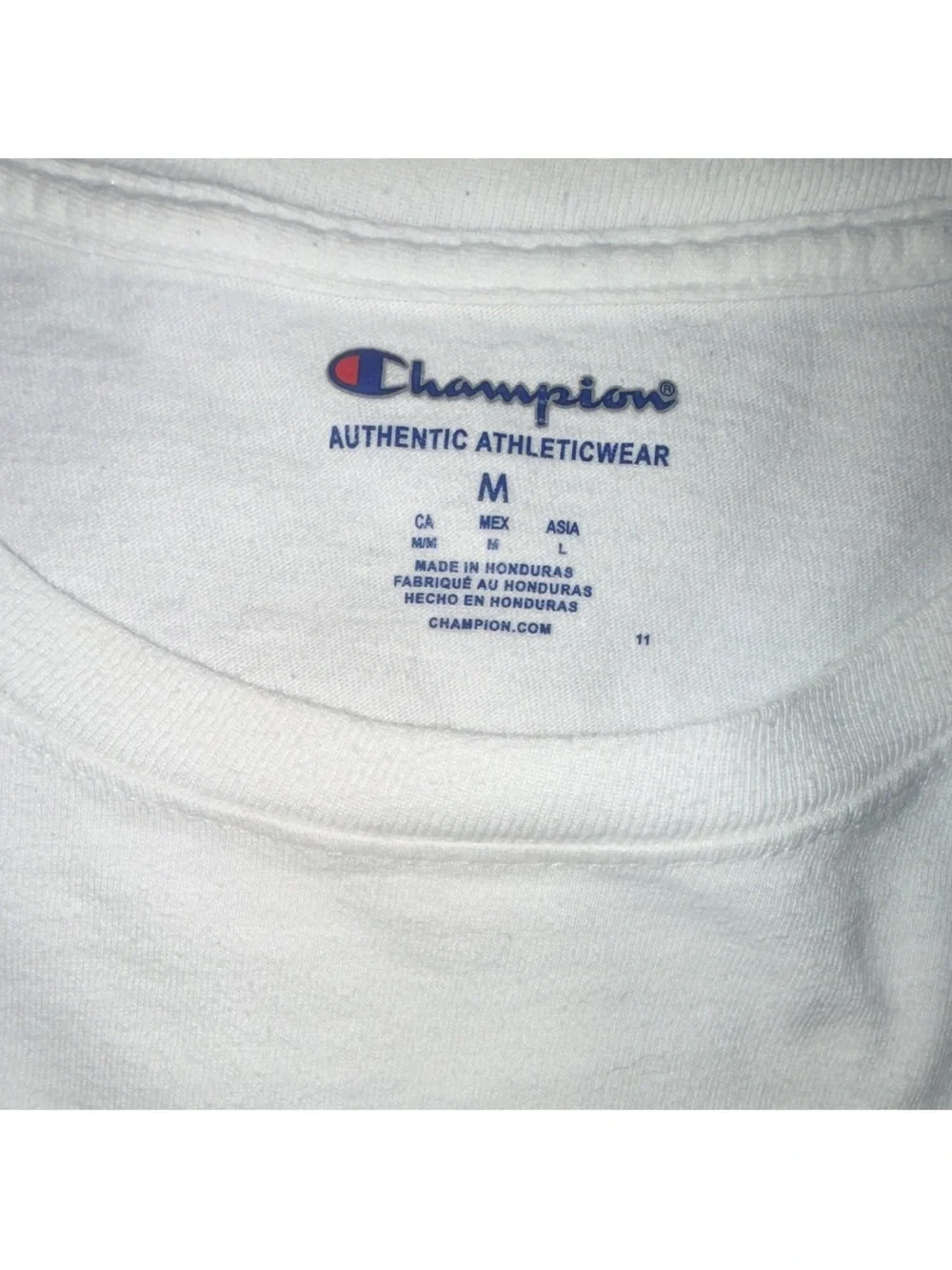 Champion White Short Sleeve Tee with Blue & Red Logo - Picture 2 of 3